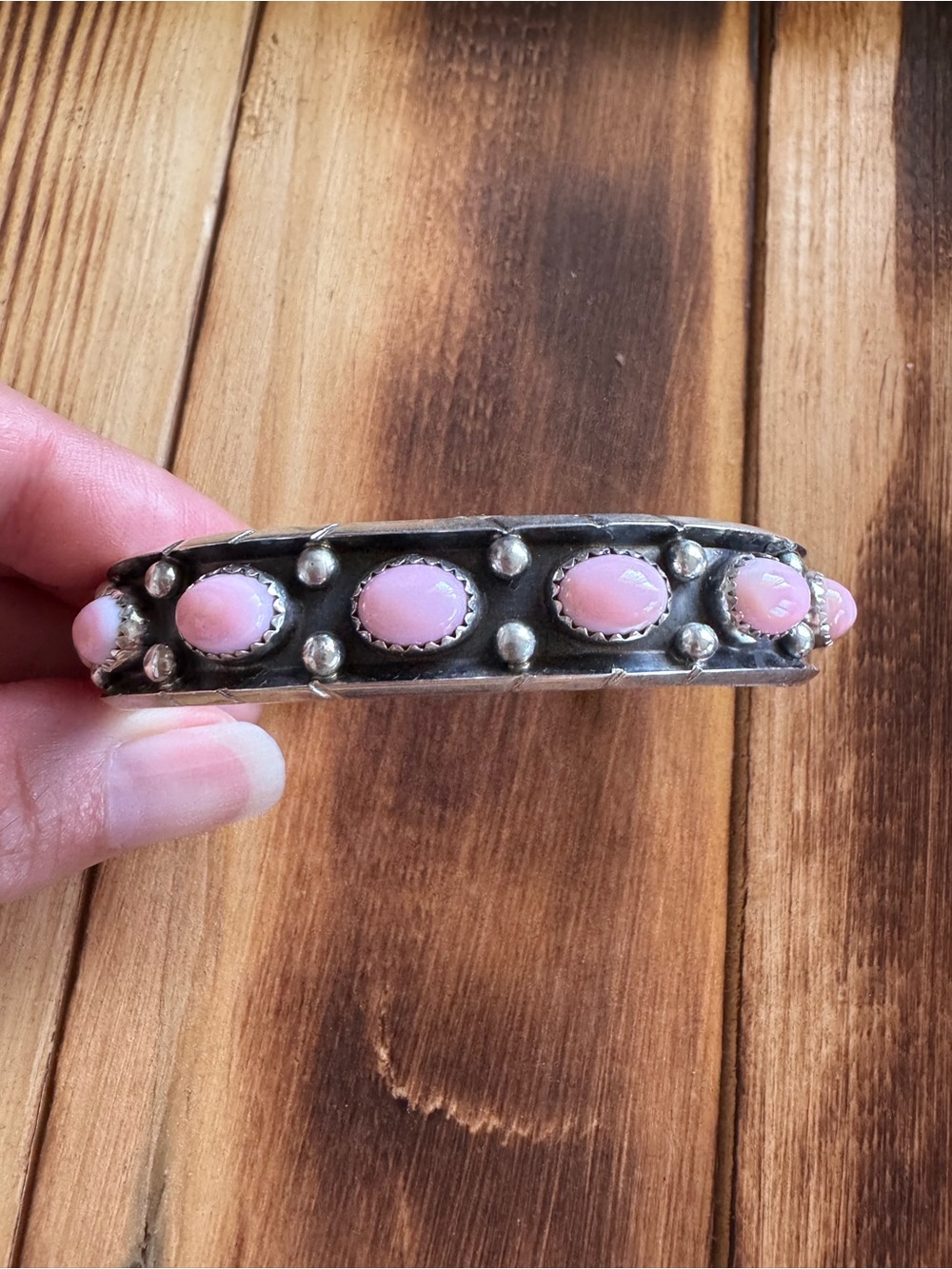 Native American Pink Conch Sterling Cuff